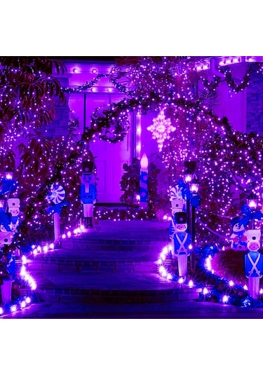 Soulader Su Geçirmez 200 Led Solar Aydınlatma Bahçe Dış Mekan Aydınlatma Dekoratif Işıklı Zincir Mor