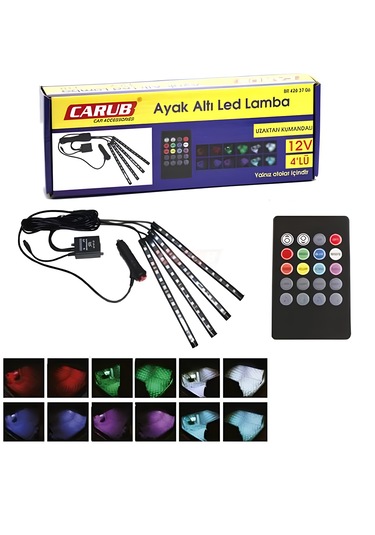 12v Ayak Altı Led Lamba 4lü Kumandalı 12 Led