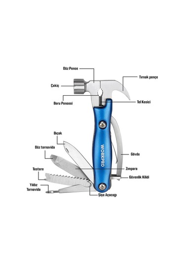 Workpro Wp382018 12 In 1 Çok Fonksiyonlu Profesyonel Çekiçli Pense Seti