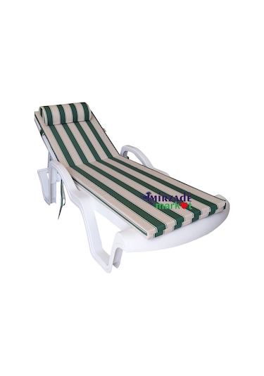 Mirzademarket Şezlong Minderi Lüks Su Geçirmez Kumaş Fermuarlı-Yeşil Krem