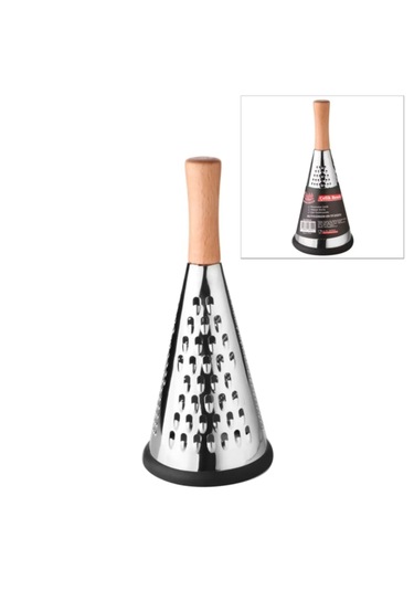 Lüx Paslanmaz Çelik 4 Taraflı Konik Ahşap Saplı Rende 02