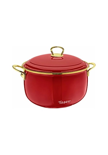 Taşev Sultan - 24 Cm Tencere Kırmızı Kırmızı