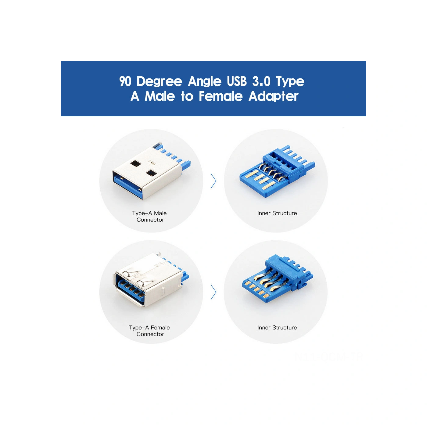 Qingmipy Usb 3.0 Am/af 90 Derece Yukarı Dönük Adaptör - Hızlı 5 Gbps Transfer, Stres Azaltıcı, Siyah, Çevre Dost Malzeme