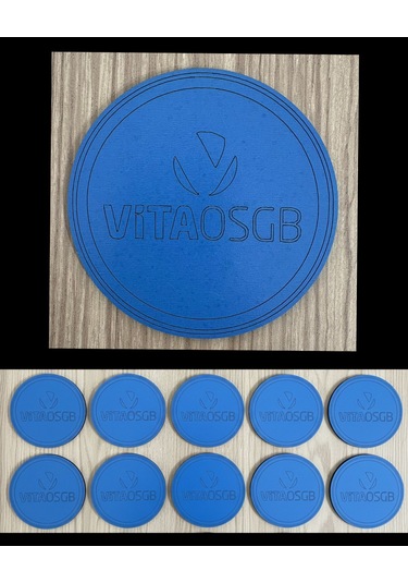 10'lu Kişiye / Şirkete Özel Logolu Bardak Altlığı Seti Lazer Kesim Kurumsal Hediye 9 Cm Koyu Mavi