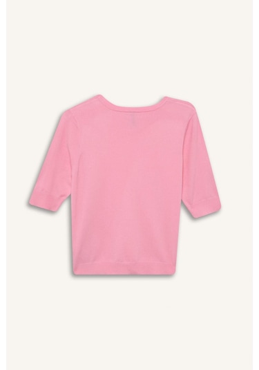 DeFacto Regular Fit Bisiklet Yaka Basic Düz Kısa Kollu Triko Kazak D6272AX25SMPN82 Pembe DeFacto Regular Fit Bisiklet Yaka Basic Düz Kısa Kollu Triko Kazak D6272AX25SMPN82 Pembe
