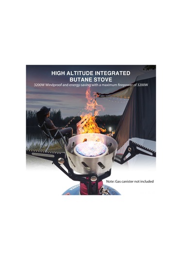 Skycity Yüksek Rakımda Kullanım İçin 3200w Hızlı Isıtıcı, Rüzgar Dayanıklı Ve Hafif Entegre Butan Ocağı - Outdoor Aktivitelere İdeal Siyah