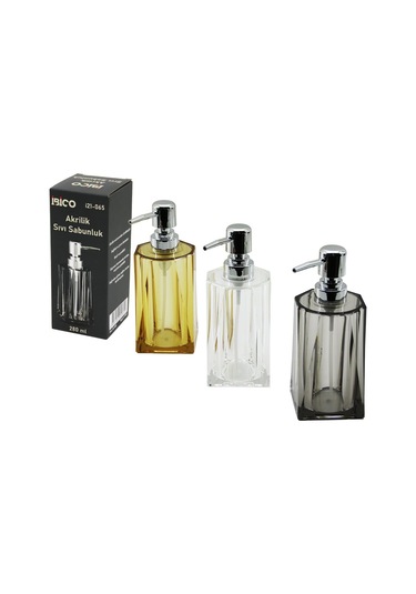 Uzun Kare Taban - Yvrlk Ağız - 4+4 8gen Gövde Şeffaf - Renkli Akrilik - Mika Kristal Sıvı Sabunluk 280ml 5131 Düz