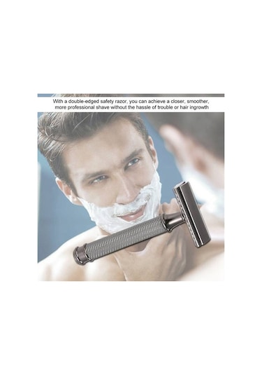 Joyhub Gri Siyah Ayarlanabilir Erkek Tıraş Jileti - Çift Kenarlı Klasik Güvenlik Jileti Renkli Tıraş Makinesi Şarj Adaptörü Zgcg82