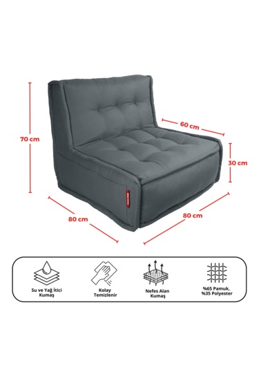 Xpermate Zen Sırtlı Minder İskandinav Tarzı Minder 80x60 Antrasit