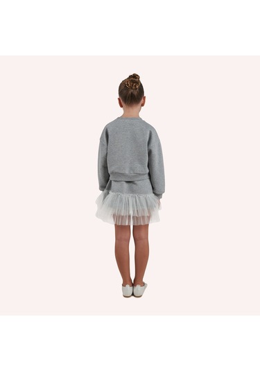 Kız Çocuk Simli Örme Elbise Gri-melanj 2421gk26020-4880 001