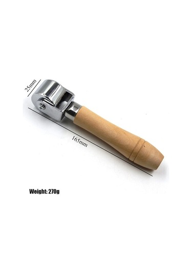 Besthome1 Suntek Deri Rulo Ahşap Saplı Kırma Aracı 2,5cm Leathercraft El Sanatı İpuçları Gümüş