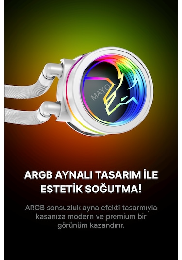 Gametech Hydra Ahd360w Argb Aynalı Fan 360mm Beyaz Sıvı Soğutma