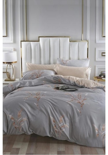 Always Çarşafı Lastikli Çift Taraflı Çift Kişilik Nevresim Takımı çiftgüz Gri