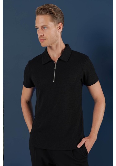 Ts 871 Slim Fit Siyah Spor T-shirt Siyah