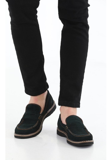 M.Karaca Hakiki Deri Ortopedik Klasik Erkek Ayakkabı Yeşil