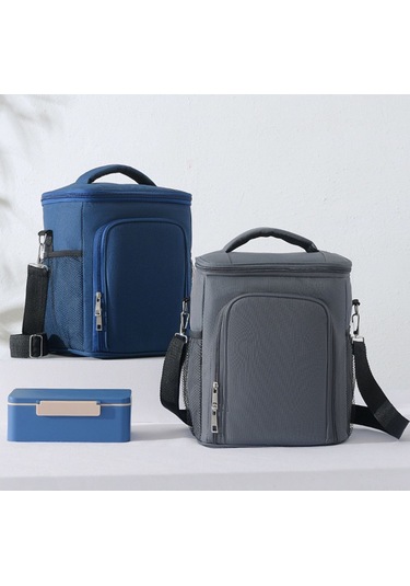 Skycity Mavi Gri Isı Saklama Çantası, Oxford Kumaş+peva, Leak-proof Liner, 1l, Spor/ofis/toplantı İçin, 19x23x28cm Diğer