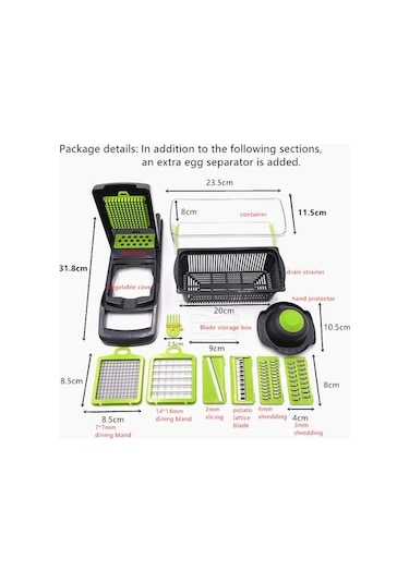 Maoyaya Mutfak Dilimleyici Meyve Kesici Patates Soyucu, Pratik Tasarım Yeşil-Siyah