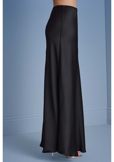 Evaze Siyah Saten Etek Siyah