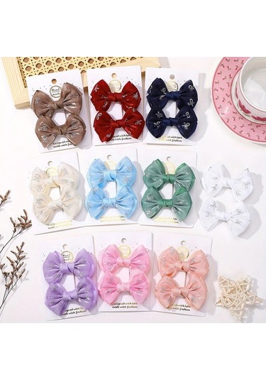 Willowhaven Off White 2li Parıltılı Kurdele Saç Tokası Kız Çocukları İçin Günlük Kullanım Açık Krem