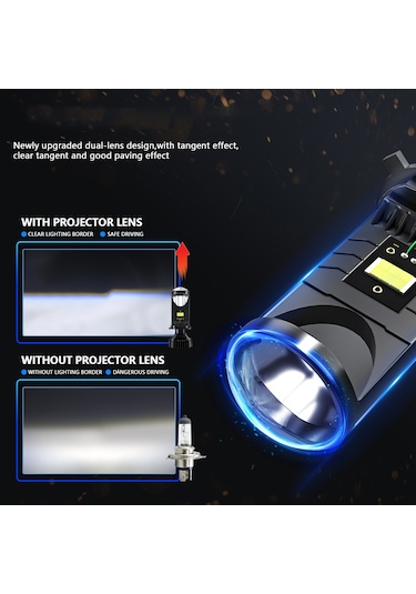 Maiyame 80w 6000k 20000lm Ip68 Su Geçirmez H4 Led Far Ampülü, Csp-led Çip, 50000 Saat Ömür, Siyah, Çift Paket