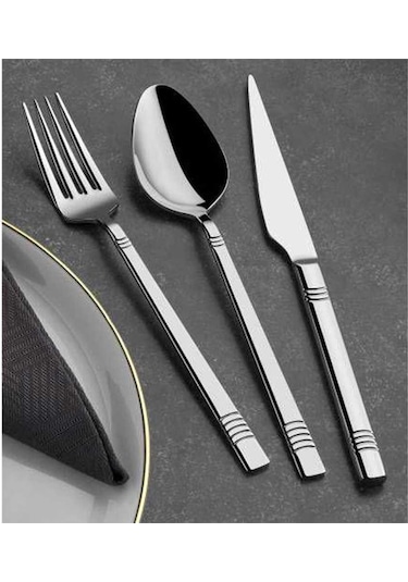 Arsel Asya Sade 60 Parça Bıçaksız 12 Kişilik Çatal Kaşık Seti Gümüş