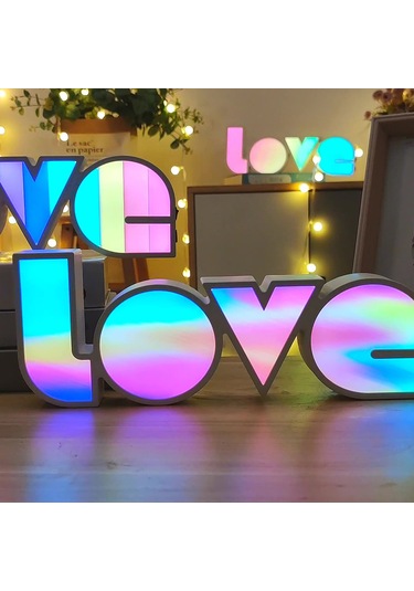 Teltree Romantik Renkli Love Harf Işıklı Lambası - Usb/aa Pil İle Çalışır, Ev Dekorasyonu, Nikah, Teşekkür Partileri İçin Sürekli Aydınlatma Diğer
