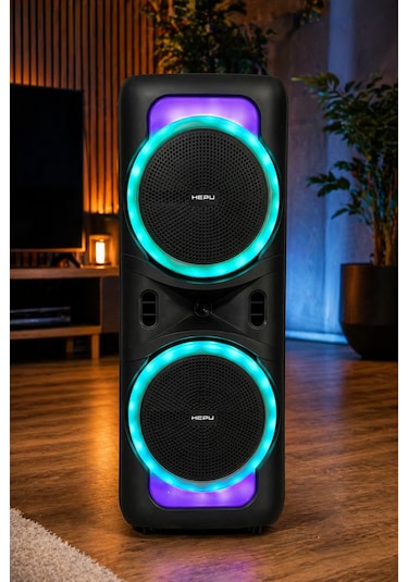 Hepu Hp-118 8 İnç Bluetooth Partybox Hoparlör - 15w Işıklı, Mikrofonlu Ses Sistemi