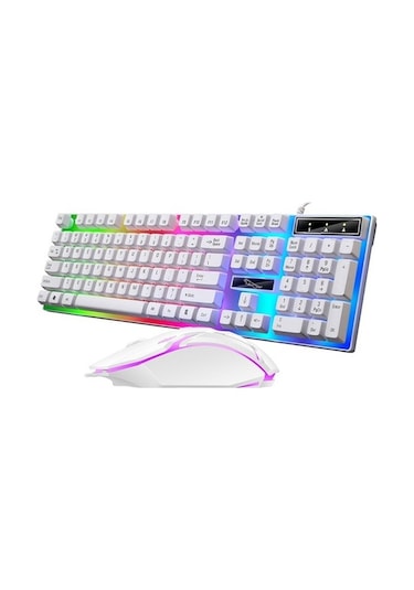 Flybuy G21b Usb Led Işıklı Q Klavye Ve Mouse Set, Oyun Ve Ofis İçin Kullanışlı Design Diğer