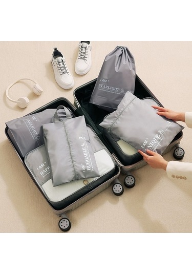 Fortunelane 6'lı Seyahat Giyim Çantası Seti - Gri Ev/seyahat - Kolay Organize Edici Çanta Gri
