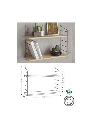 Decormet Armoni Raf Seti 2 Raflı 200 720 Safir Meşe - Malibu Ahşap