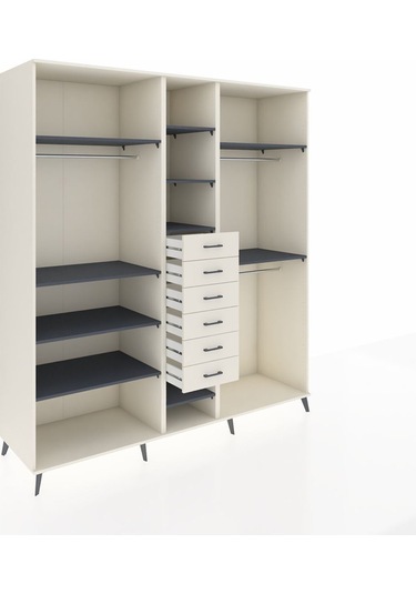 Kronos Dolap 10 Raflı 6 Çekmeceli 3 Askılı 220x59x243 Aytaşı-antrasit/aytaşı Antrasıt/aytası