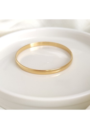 6 Cm Çelik Kalın Bombeli Ajda Bilezik 1 Adet - Altın Sarı Beyaz