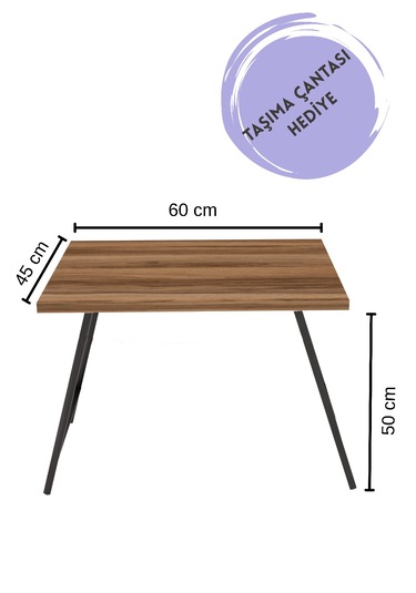 Steel Design Katlanabilir Kamp Masası 60x45 Cm Taşınabilir Bahçe, Balkon, Piknik Ve Kamp Masası Katlanır Portatif Masa + Taşıma Çantası Hediye Ceviz