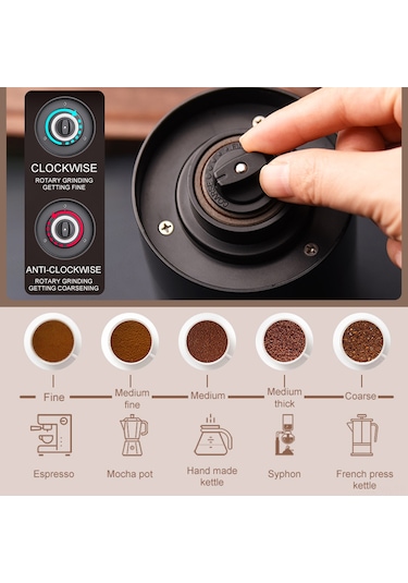 Vkemall Taşınabilir Tip-c Şarjlı, 3 Kademeli Ayarlanabilir, Akıllı Direnç Sensörlü Beyaz Kahve Değirmeni Beyaz