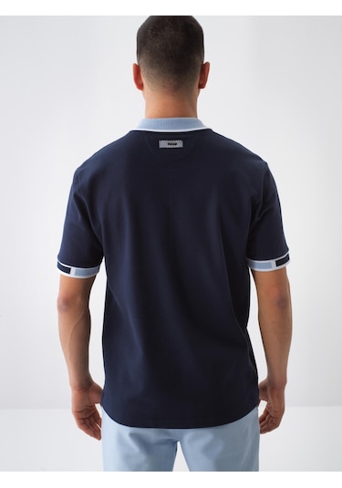 Xint Lacivert Pamuk Dokulu Regular Fit Tişört 502256