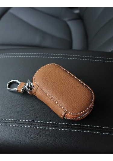 Araba Anahtarı Kılıfı, Pu Deri Evrensel Anahtarlık Araba Çantası, Erkekler İçin Vintage Stil Fermuarlı Anahtar Çantası Diğer