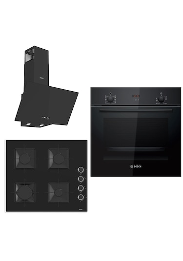 Bosch - Ferre HBF512BB1T - SS205 - D086 Siyah Ankastre Set