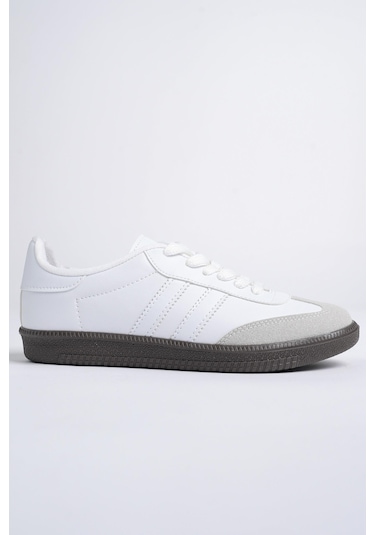 Muggo Gordon Ortopedik Günlük Garantili Bağcıklı Unisex Yürüyüş Koşu Sneaker Spor Ayakkabı - Beyaz