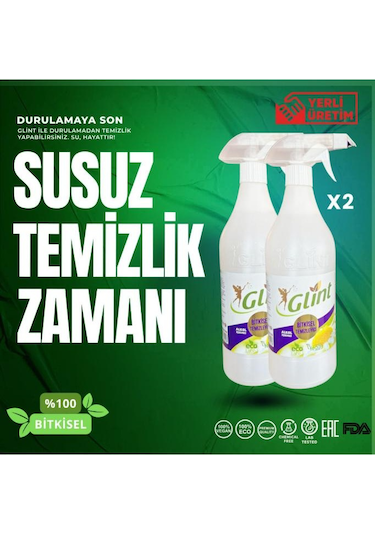 Glint 2 X 1 Litre %100 Çok Amaçlı Temizleyici Vegan Leke Çıkarıcı - Yağ Çözücü 2 Adet 2'li Set