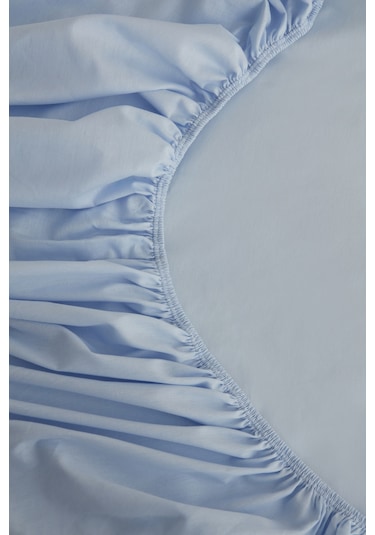 Karaca Home Basic %100 Pamuk Tek Kişilik Lastikli Çarşaf Mavi