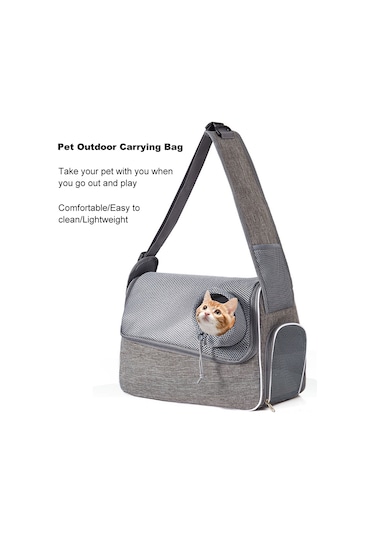 Vkemall Hafif透气牛津布宠物 Taşıyıcı Çanta - Köpek/kedi İçin En 6kg, Çapraz Çantolu Gri Model