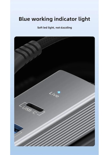 Usb + Lightning Girişli Lan Adaptör Usb 3.0 Çoklayıcı + Type-c Otg