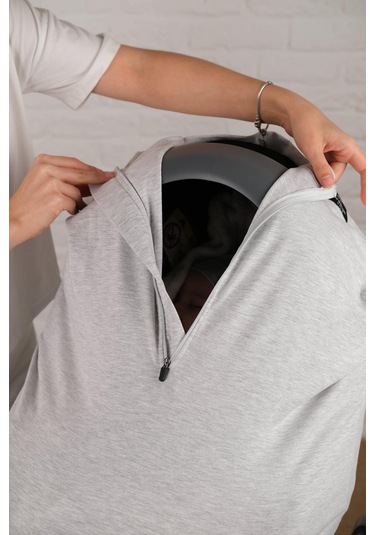 Pamuklu Puset Bebek Arabası Ve Emzirme Örtüsü Açık Gri