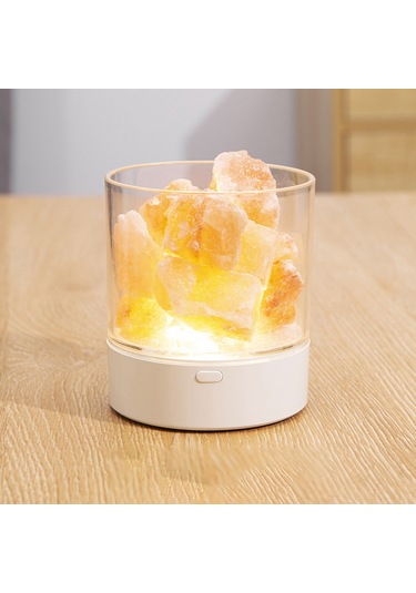 Qingmipy Doğal Himalaya Tuz Lambası - 7 Renkli Led Işık, Usb Şarjlı Hava Temizleyici Dekoratif Aydınlatma Beyaz