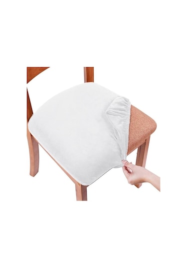 Beyaz Kadife Spandex Yemek Odası Sandalyesi Koltuk Döşemeli Yemek Sandalyesi İçin Çıkarılabilir Yıkanabilir Elastik Yastık Kapakları