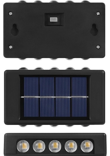 Solar Güneş Enerjili Çift Taraflı 6 Ledli Aplik Duvar Monteli Lamba 2 Adet