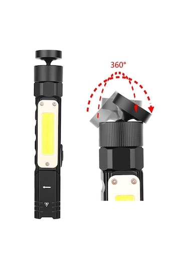 Wondernest Xpg+cob Kırmızı Beyaz Işık Usb Şarjlı Katlanır Güçlü El Feneri, Model: 3189b Küçük, Far Kemerli Siyah Siyah