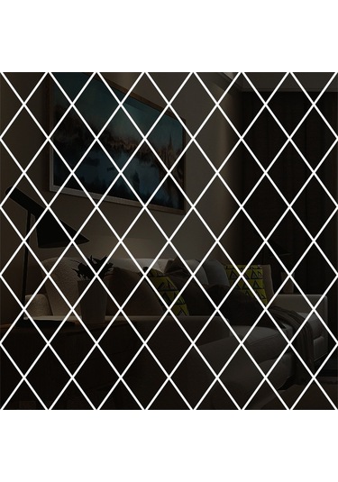 Sones Eşkenar Dörtgen Dikişli Arka Plan Akrilik Ayna Dekoratif Çıkartmalar, Özellikler: Siyah Büyük Diğer