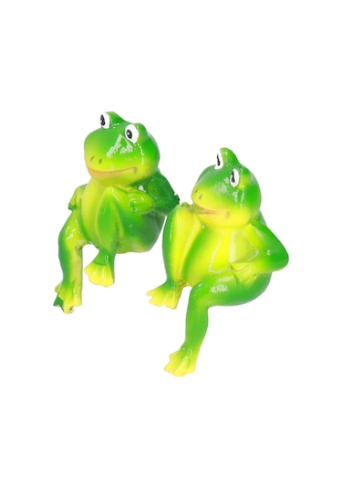 Shineyee Çevre Dostu Reçine Kurbağa Figürü, Ev Ve Bahçe Dekorasyonu, El Boyama, Canlı Detaylı, Hafif Ve Taşınabilir, 2 Adet Set