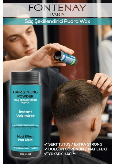 Fontenay Saç Şekillendirici Pudra Toz Wax Mat Effect Mavı 20gr + Şekil Tarağı 2'li Set